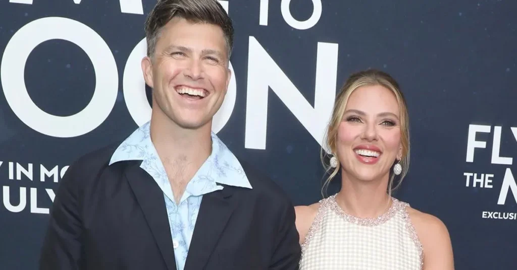 Colin Jost and Scarlett Johansson
