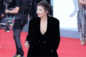 Maggie Gyllenhaal Wears Celine and Jazz Shoes on the Venice Red Carpet Maggie Gyllenhaal Celine Look at Venice Red Carpet 2026