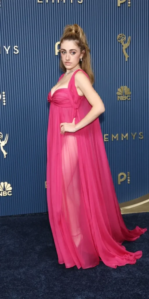 Rachel Sennott in a deep fuchsia Balenciaga gown at the 2026 Emmy Awards