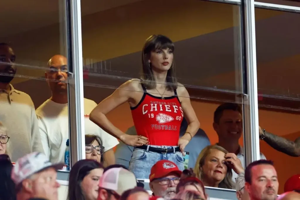 Taylor Swift Supports Travis Kelce at Chiefs vs. Colts Game After Wedding Taylor Swift cheering for Travis Kelce at Arrowhead Stadium