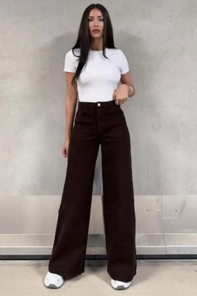 Wide Leg Brown Jeans