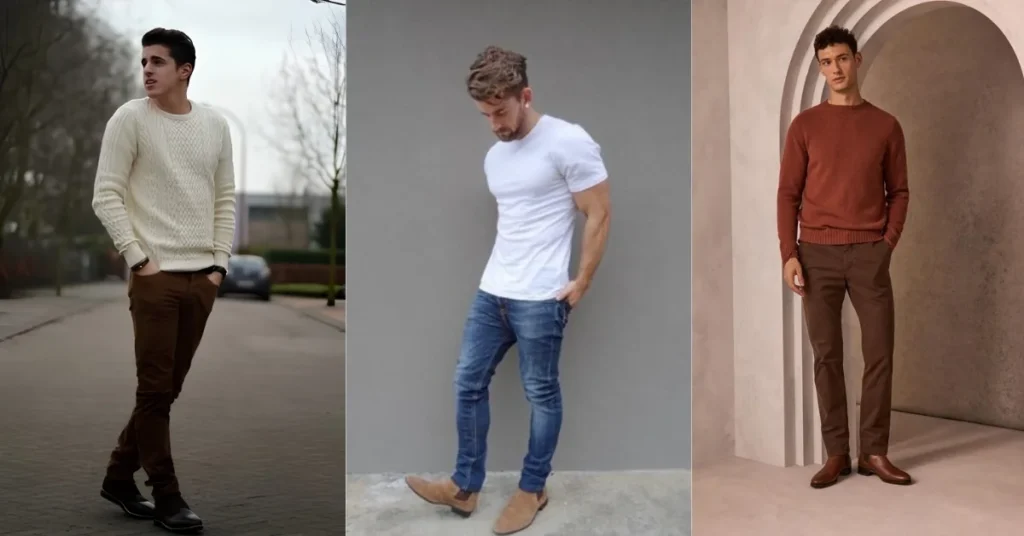 Brown jeans and blue jeans outfit ideas for summer winter spring and autumn seasons