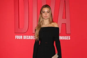 Garance Authié to Represent France at Miss Universe 2026 After Controversy Garance Authié wearing a black off-the-shoulder dress at a red carpet event.