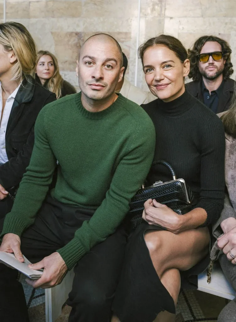 Katie Holmes and Jason Bard Yarmosky attending the Gabriela Hearst Spring/Summer 2027 fashion show in Paris