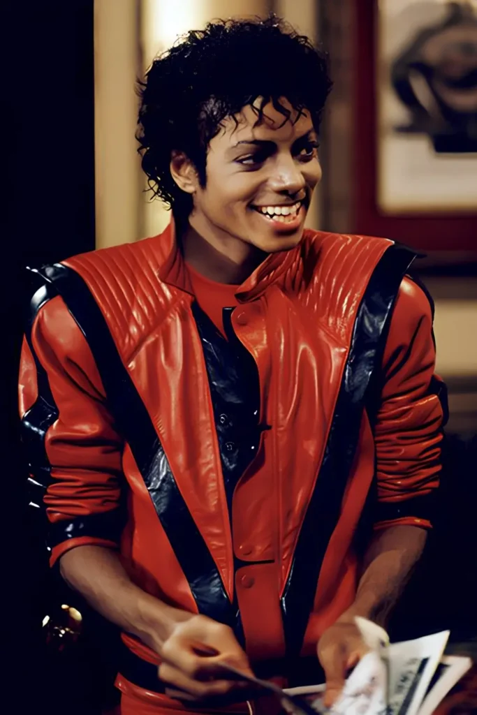 Michael Jackson Thriller jacket with black V-shaped detailing