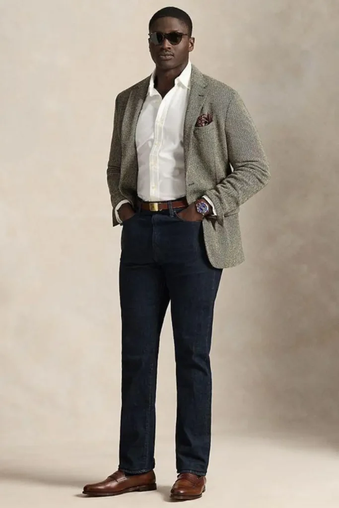 Men's smart casual pants including chinos and dark jeans